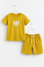 Mustard Tribal Print Cotton Jersy Fabric Suit For Girls