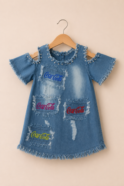 LIGHT BLUE DENIM COLD SHOULDER TOP FOR GIRLS