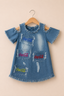 LIGHT BLUE DENIM COLD SHOULDER TOP FOR GIRLS