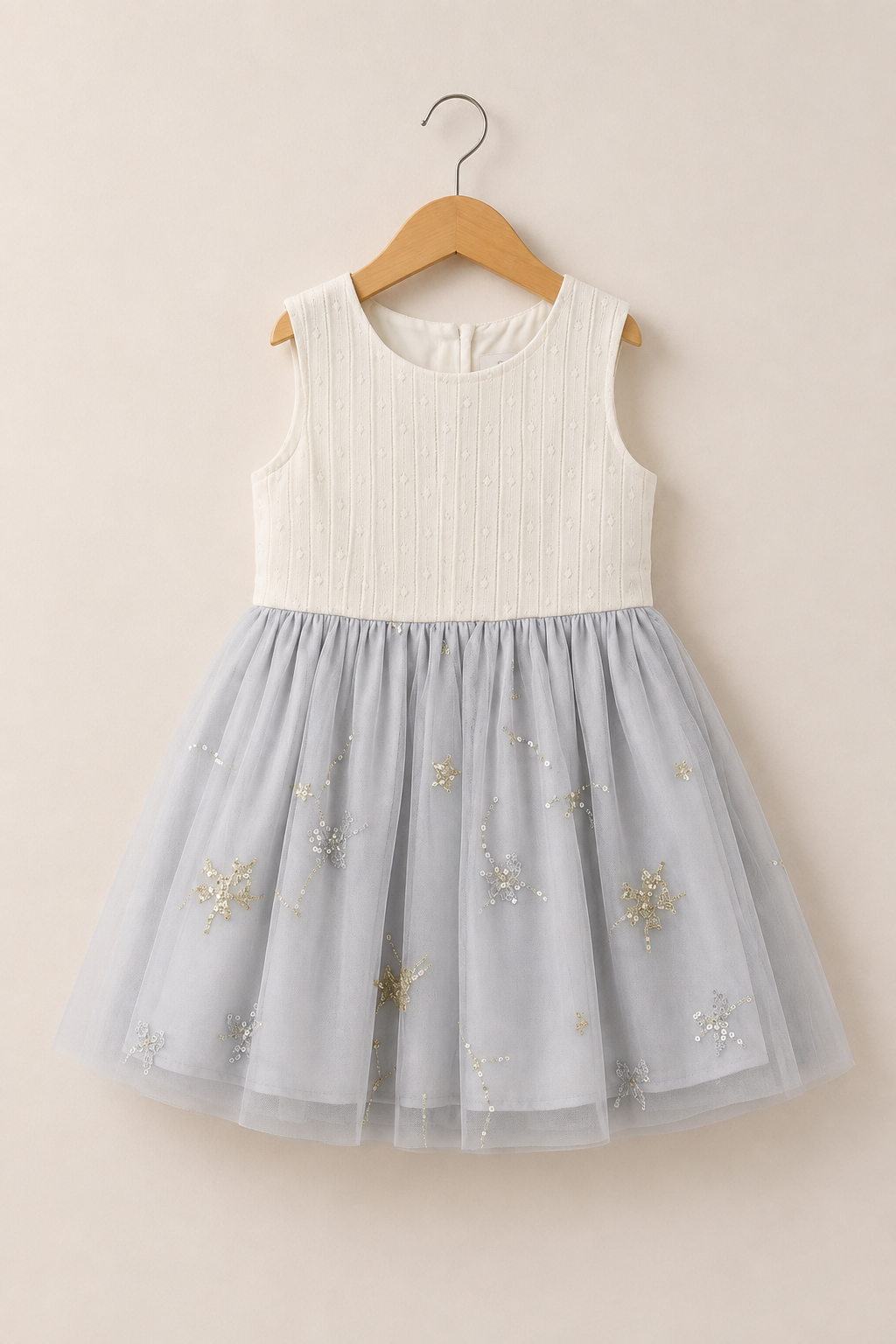 White With Golden Stars Frock For Girls ( Minor Defection ) Main image