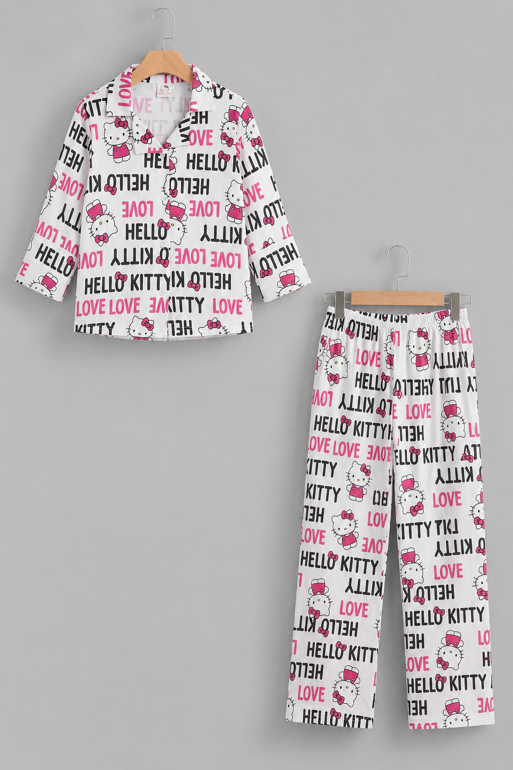 Pink Kitty Shirt With Trouser Suit