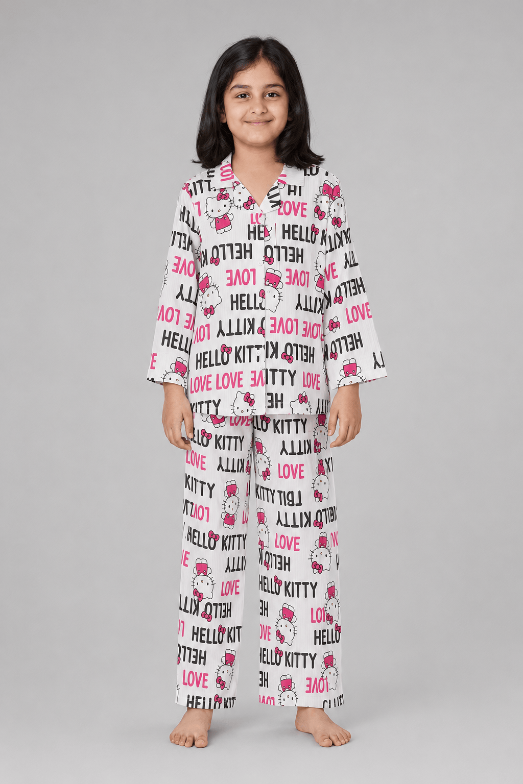 Pink Kitty Shirt With Trouser Suit