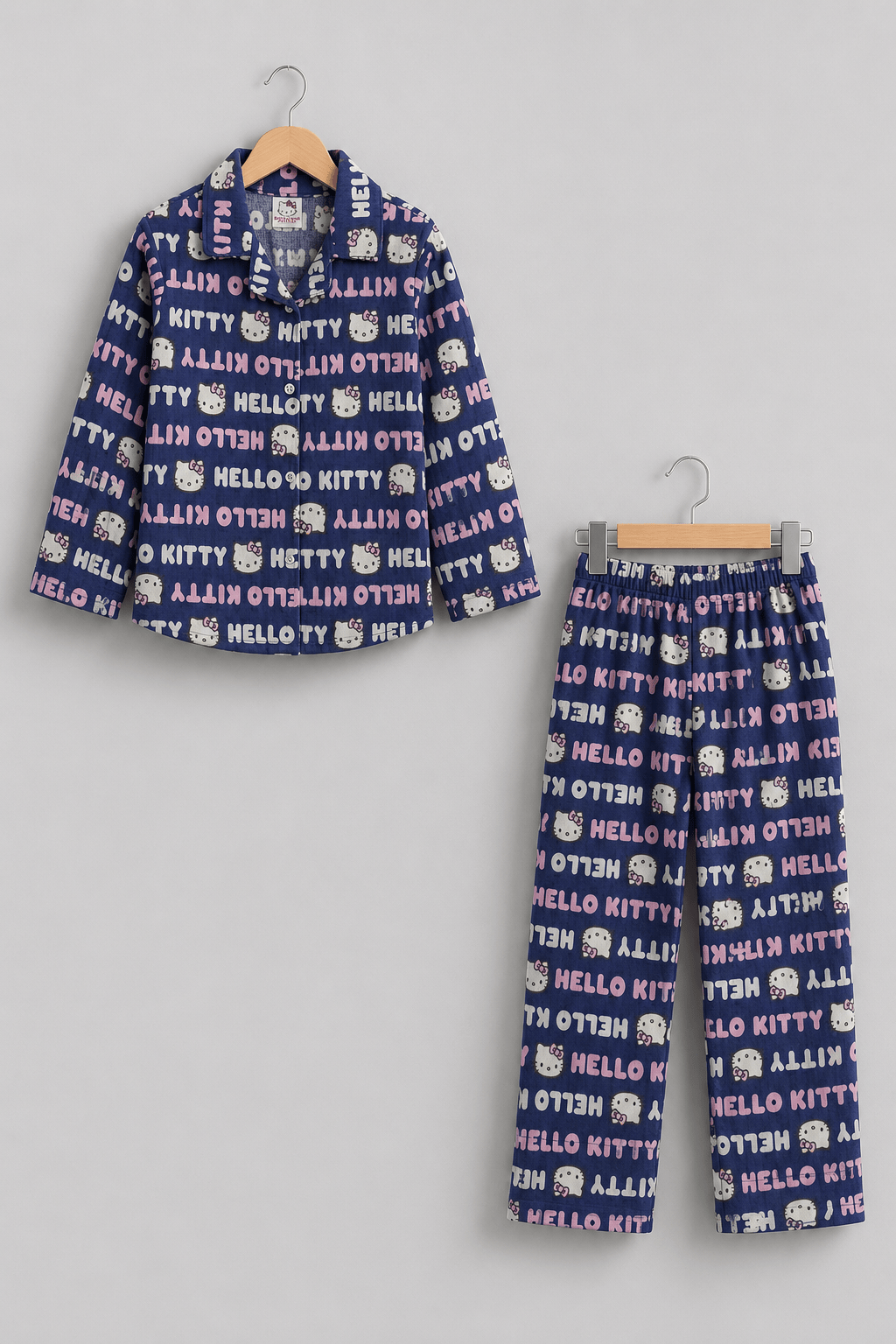 Blue Hello Kitty Shirt With Trouser Suit For Girls
