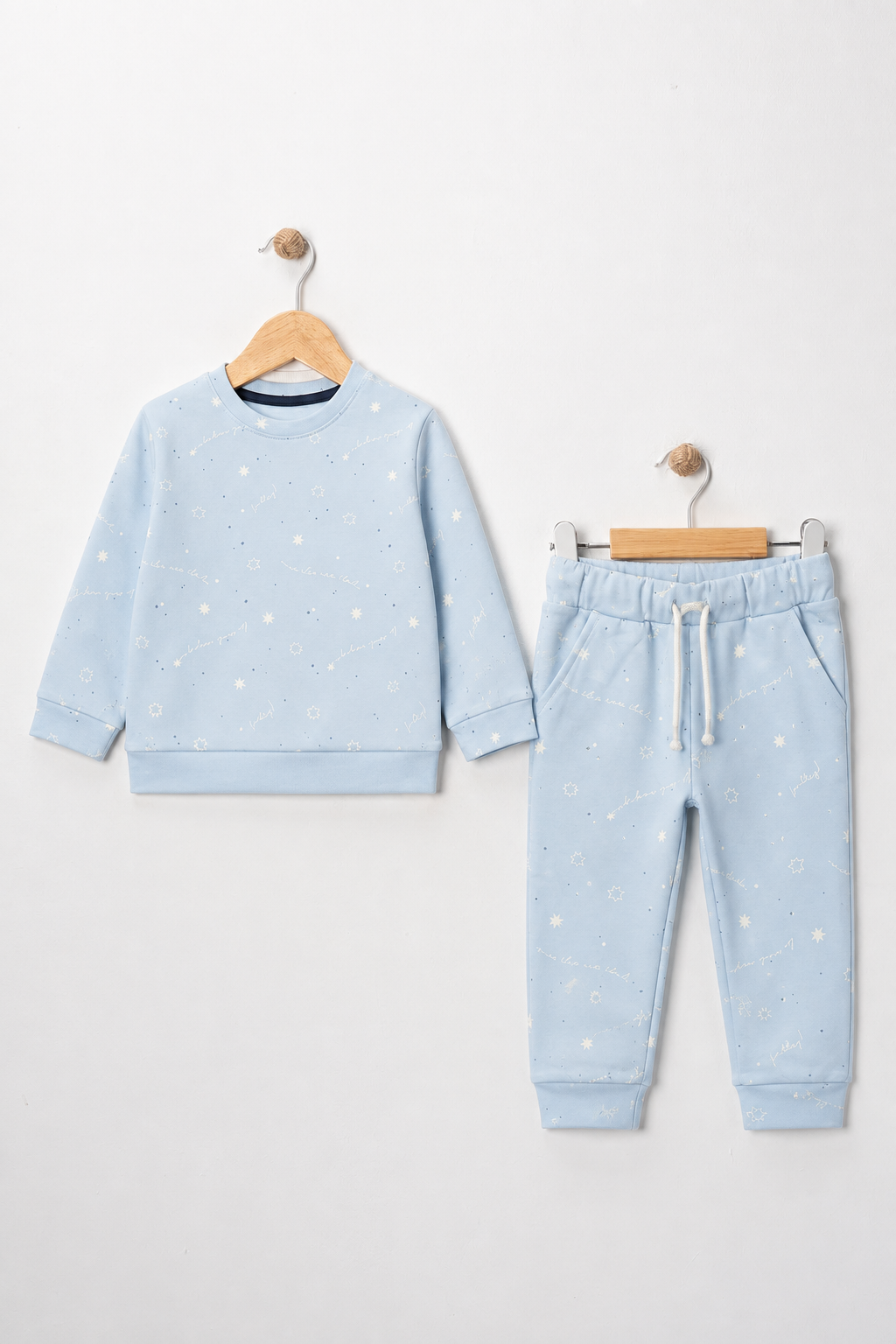 Blue Stars Print Jersy Fabric Suit For Winters