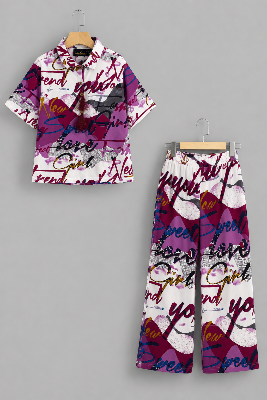 Purple Print Co-Ord Linen Fabric Suit Main image