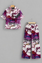 Purple Print Co-Ord Linen Fabric Suit