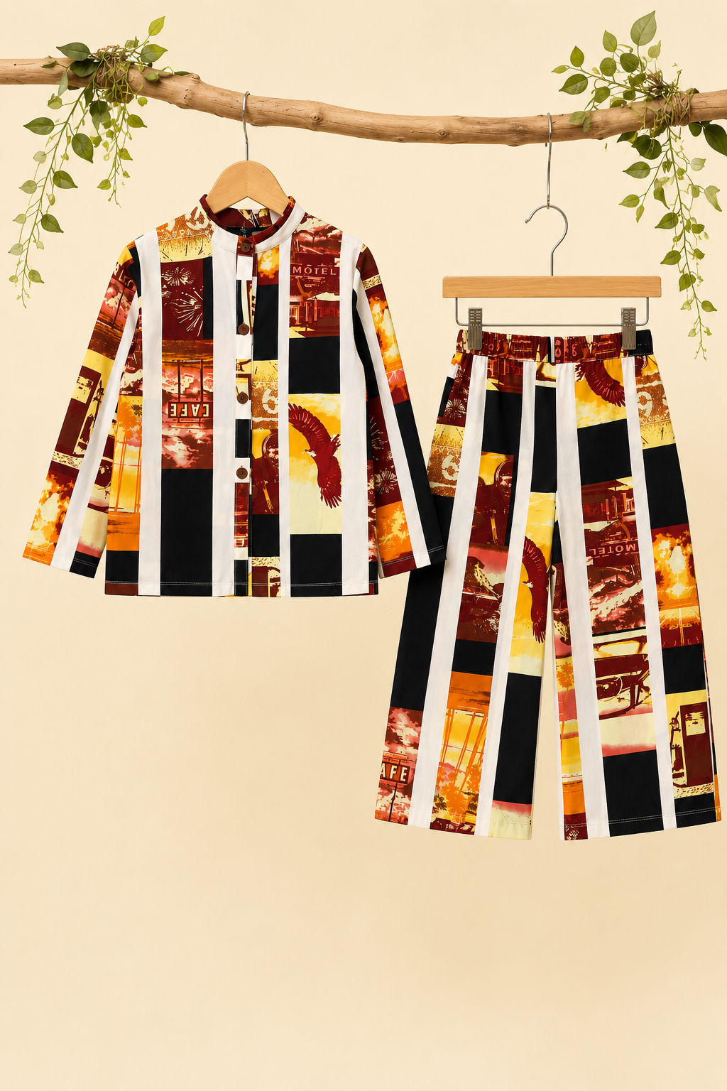 Multi Motel Print Co-Ord Linen Fabric Suit