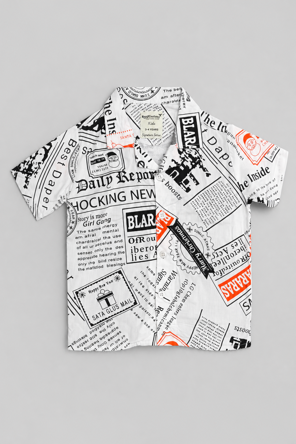 White Gift Box Print Casual Shirt For Boys Secondary image