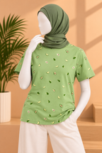 LIGHT GREEN AVACADO PRINT T-SHIRT FOR WOMEN
