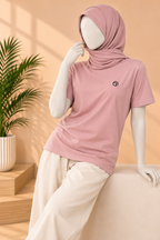 Pink Plain Activewear T-shirt For Women