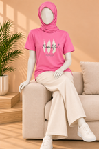 PINK BEAUTIFUL PRINT T-SHIRT FOR WOMEN