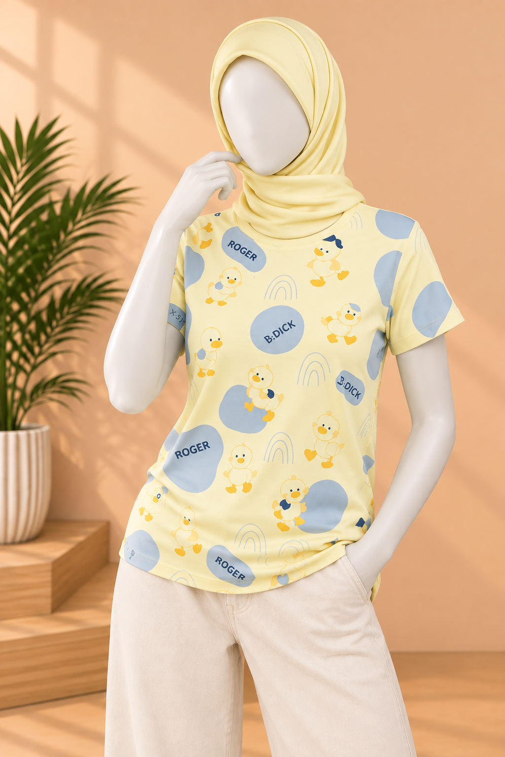 WHITE B.DUCK PRINT T-SHIRT FOR WOMEN Main image