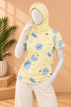 WHITE B.DUCK PRINT T-SHIRT FOR WOMEN