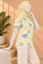 WHITE B.DUCK PRINT T-SHIRT FOR WOMEN
