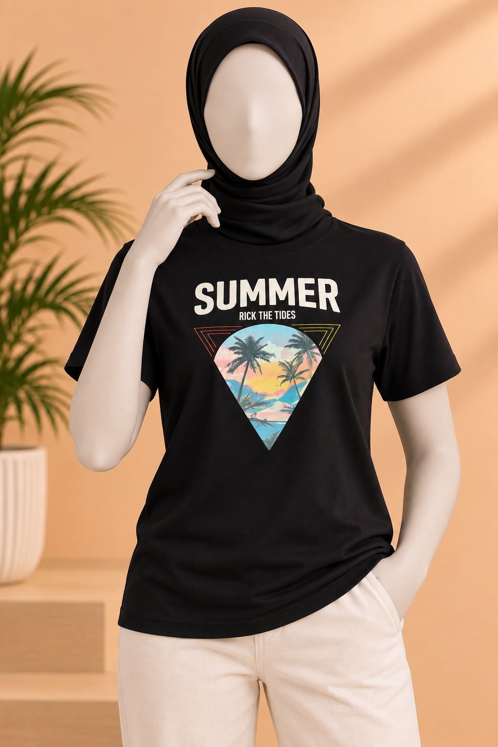 BLACK SUMMER ON THE TIDES PRINT T-SHIRT FOR WOMEN