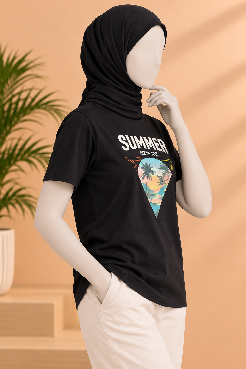 BLACK SUMMER ON THE TIDES PRINT T-SHIRT FOR WOMEN Secondary image