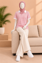 White & Pink Stripes Polo For unisex