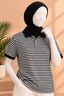 White With Black Small Stripes Polo For Unisex