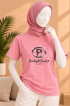 Pink Flowers Print T-Shirt For Women