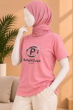 Pink Flowers Print T-Shirt For Women