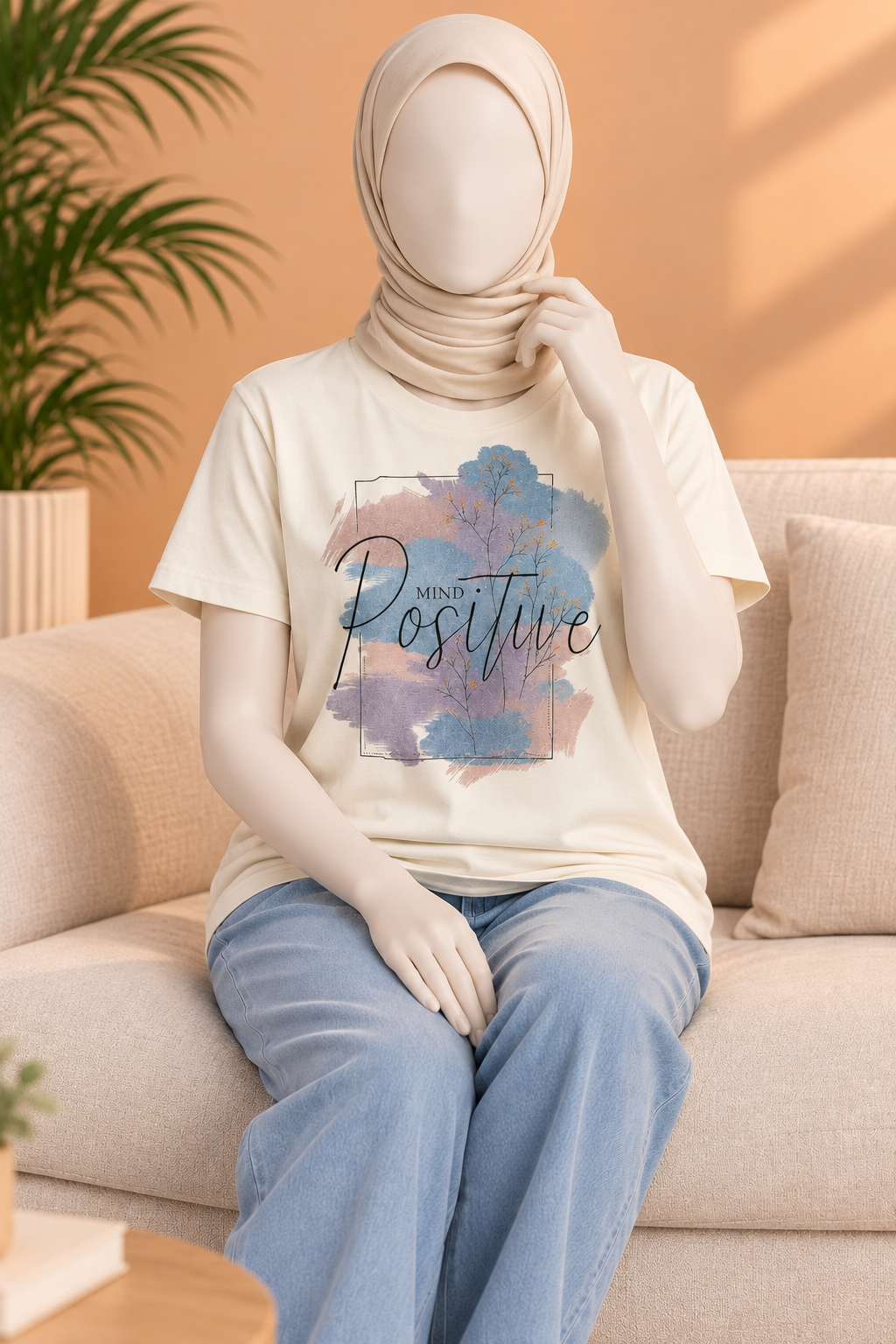 LIME YELLOW POSITIVE MIND PRINT T-SHIRT FOR WOMEN