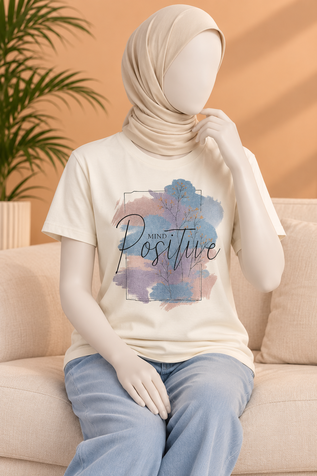 LIME YELLOW POSITIVE MIND PRINT T-SHIRT FOR WOMEN