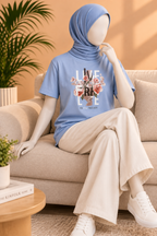 BLUE LOVE PRINT T-SHIRT FOR WOMEN
