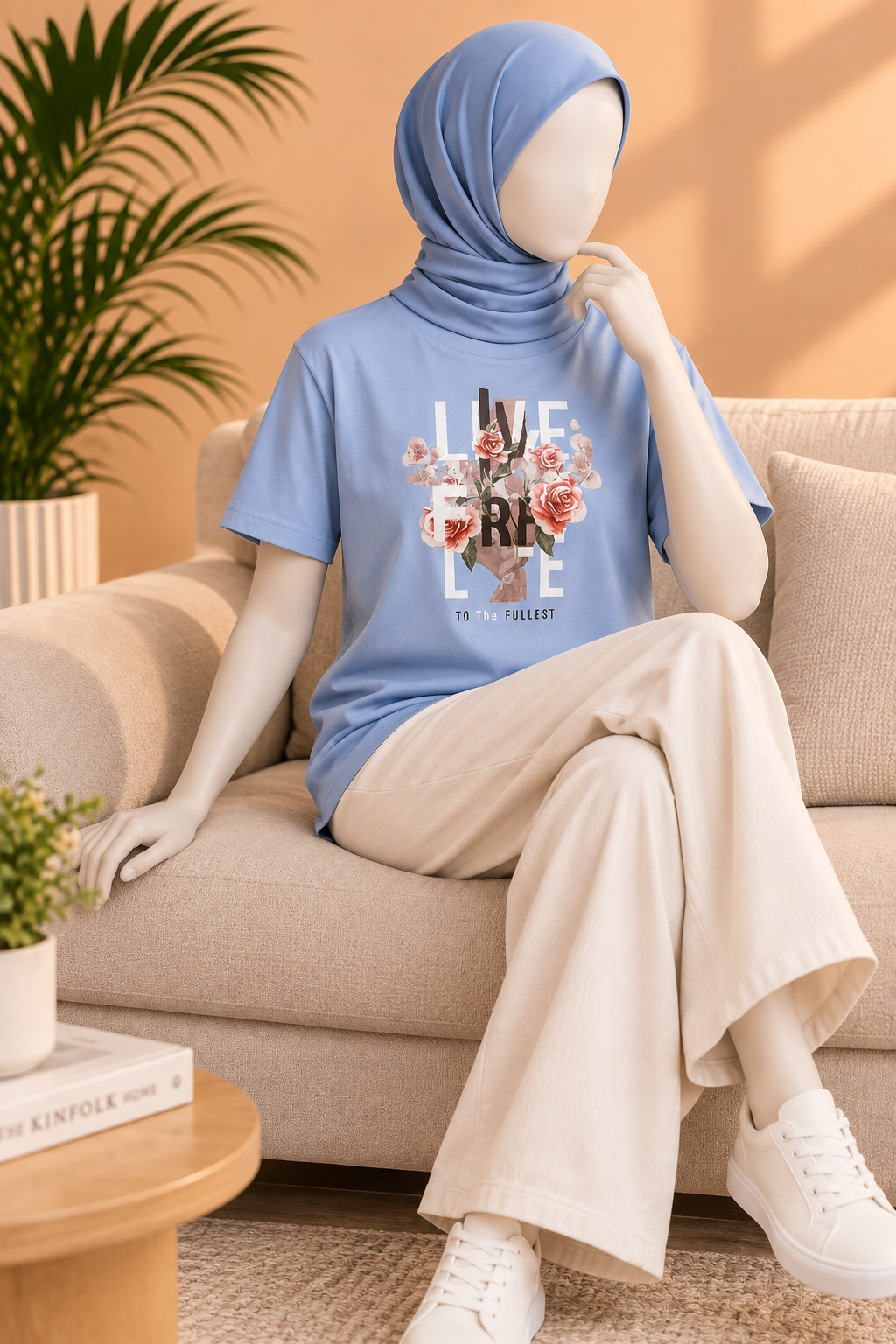 BLUE LOVE PRINT T-SHIRT FOR WOMEN