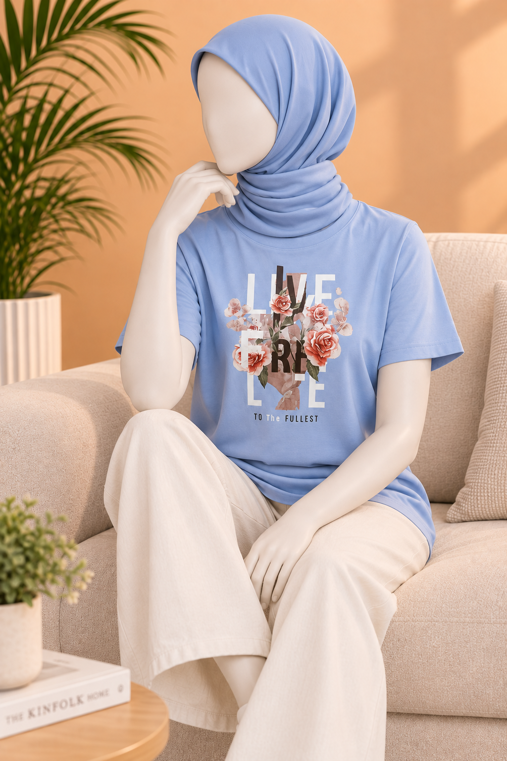 BLUE LOVE PRINT T-SHIRT FOR WOMEN Secondary image