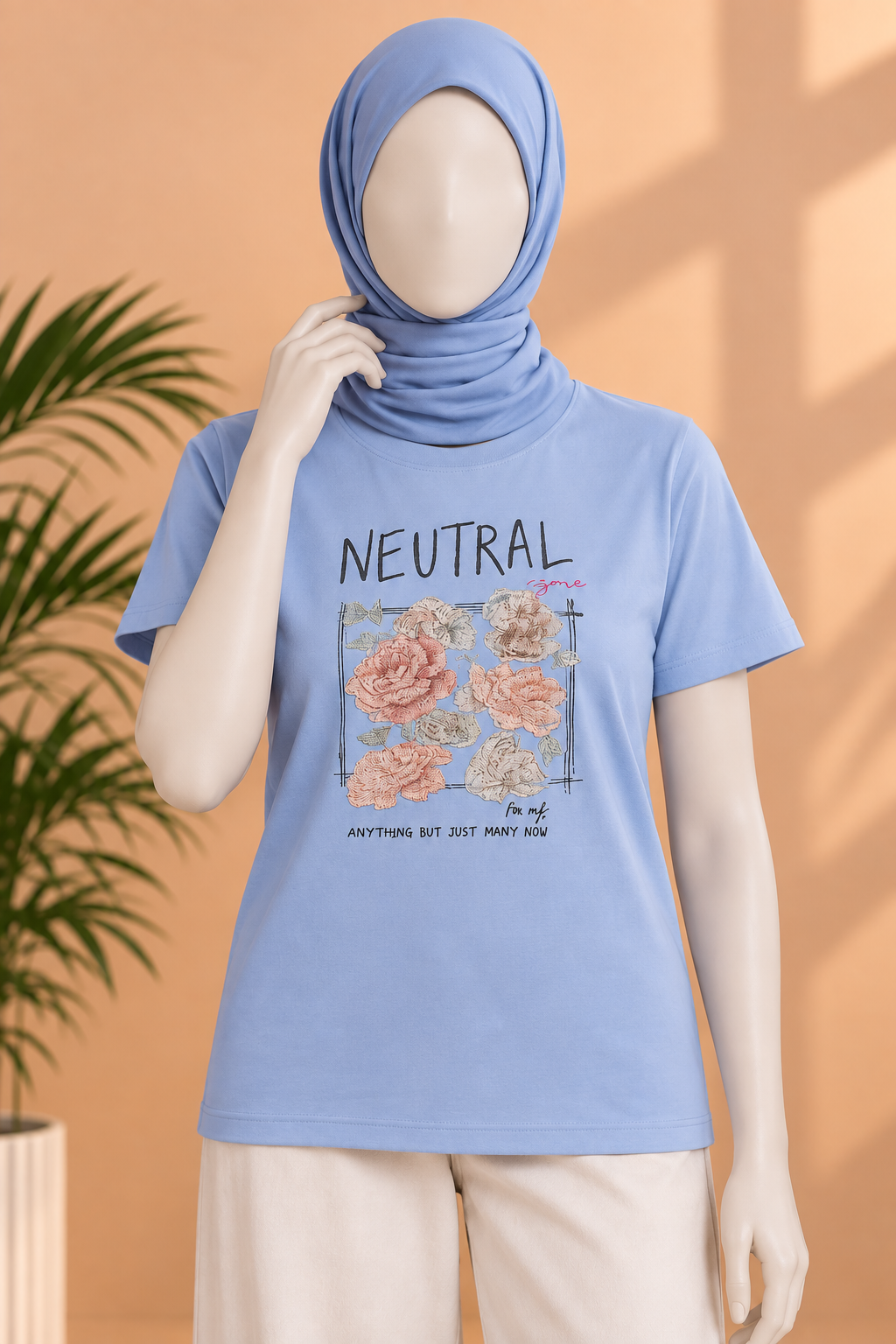 BLUE NEUTRAL PRINT T-SHIRT FOR WOMEN Main image