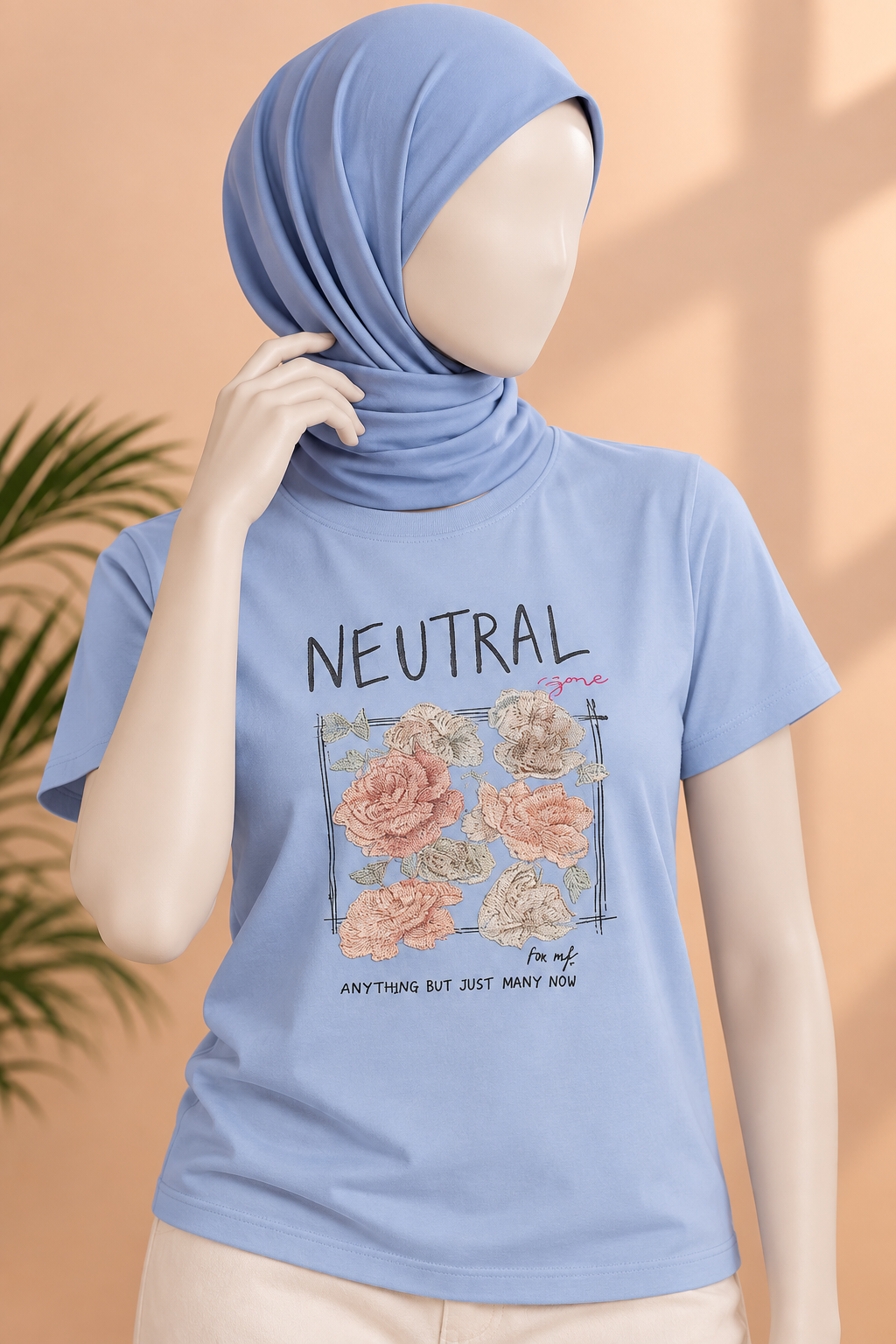BLUE NEUTRAL PRINT T-SHIRT FOR WOMEN