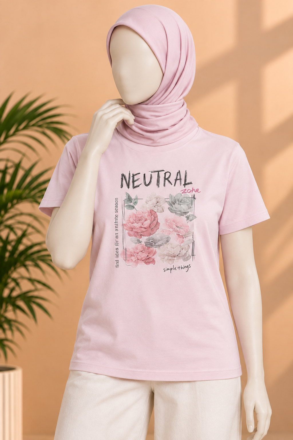PINK PRETTY DENIM PRINT T-SHIRT FOR WOMEN Secondary image