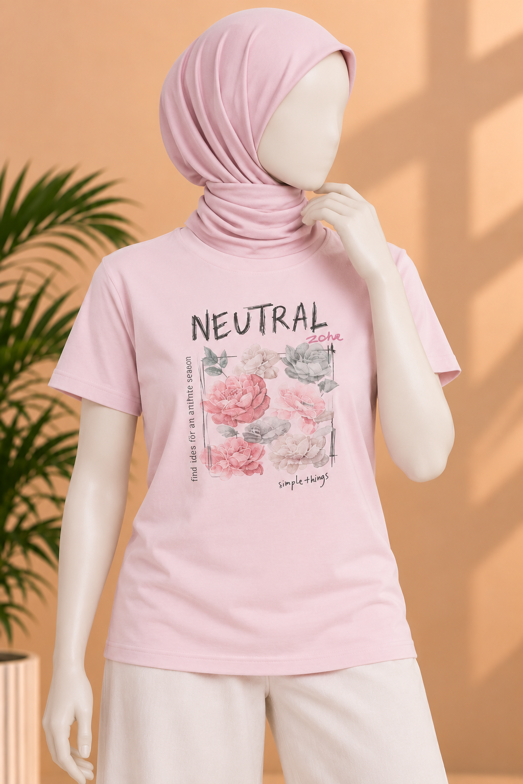 PINK PRETTY DENIM PRINT T-SHIRT FOR WOMEN Main image