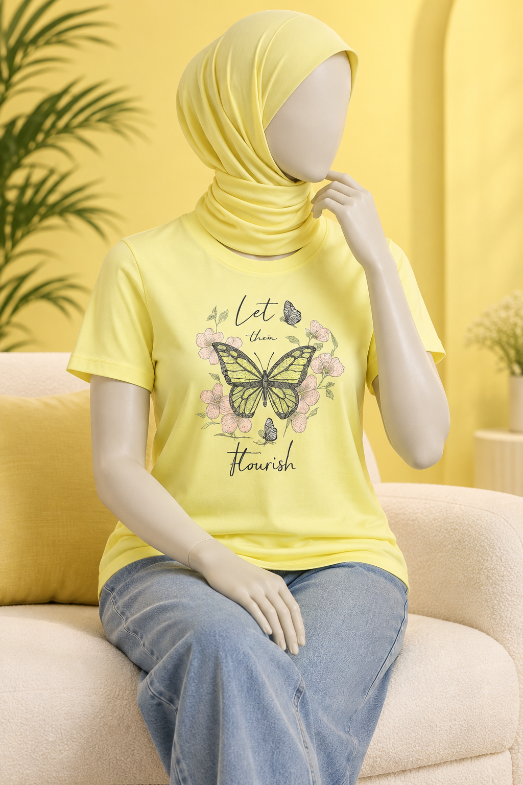 YELLOW KEEP YOUR FAITH PRINT T-SHIRT FOR WOMEN Secondary image