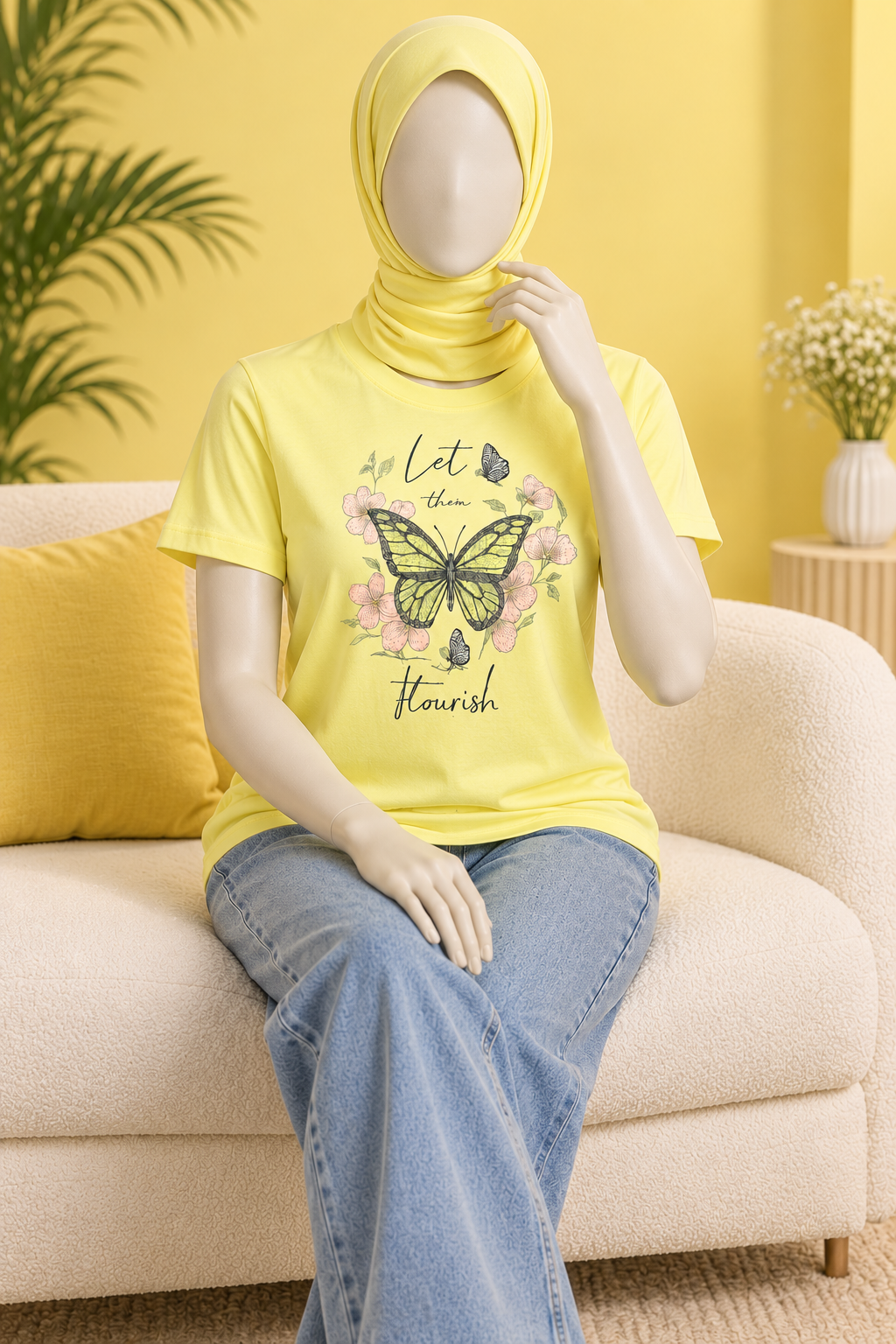 YELLOW KEEP YOUR FAITH PRINT T-SHIRT FOR WOMEN Main image