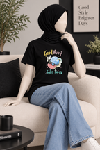 BLACK GOOD THINGS PRINT T-SHIRT FOR WOMEN