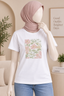 WHITE FLOWERS PRINT T-SHIRT FOR WOMEN
