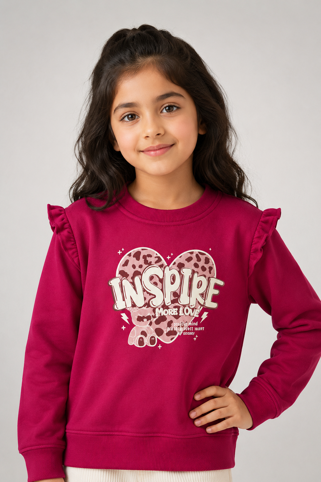 Pink Inspire Print Fleece Fabric Sweatshirt