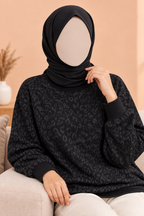 Cheetah Ribbed Fabric Sweatshirt