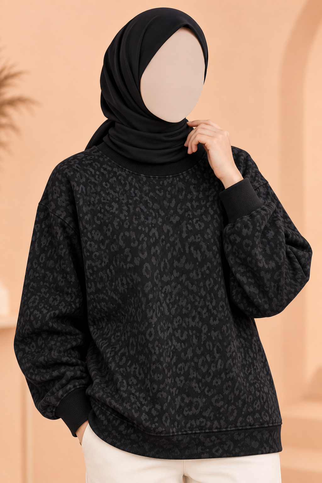 Cheetah Ribbed Fabric Sweatshirt Main image