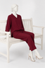 Maroon Co-ord Ribbed Fabric Suit For Women
