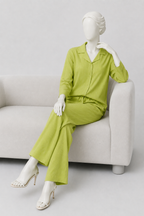 Green Co-ord Ribbed Fabric Suit For Women