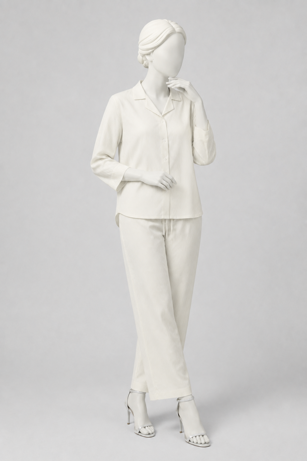 Skin Co-ord Ribbed Fabric Suit For Women