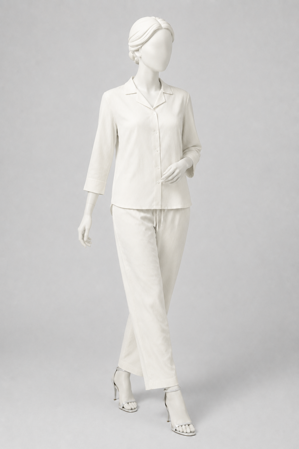 Skin Co-ord Ribbed Fabric Suit For Women