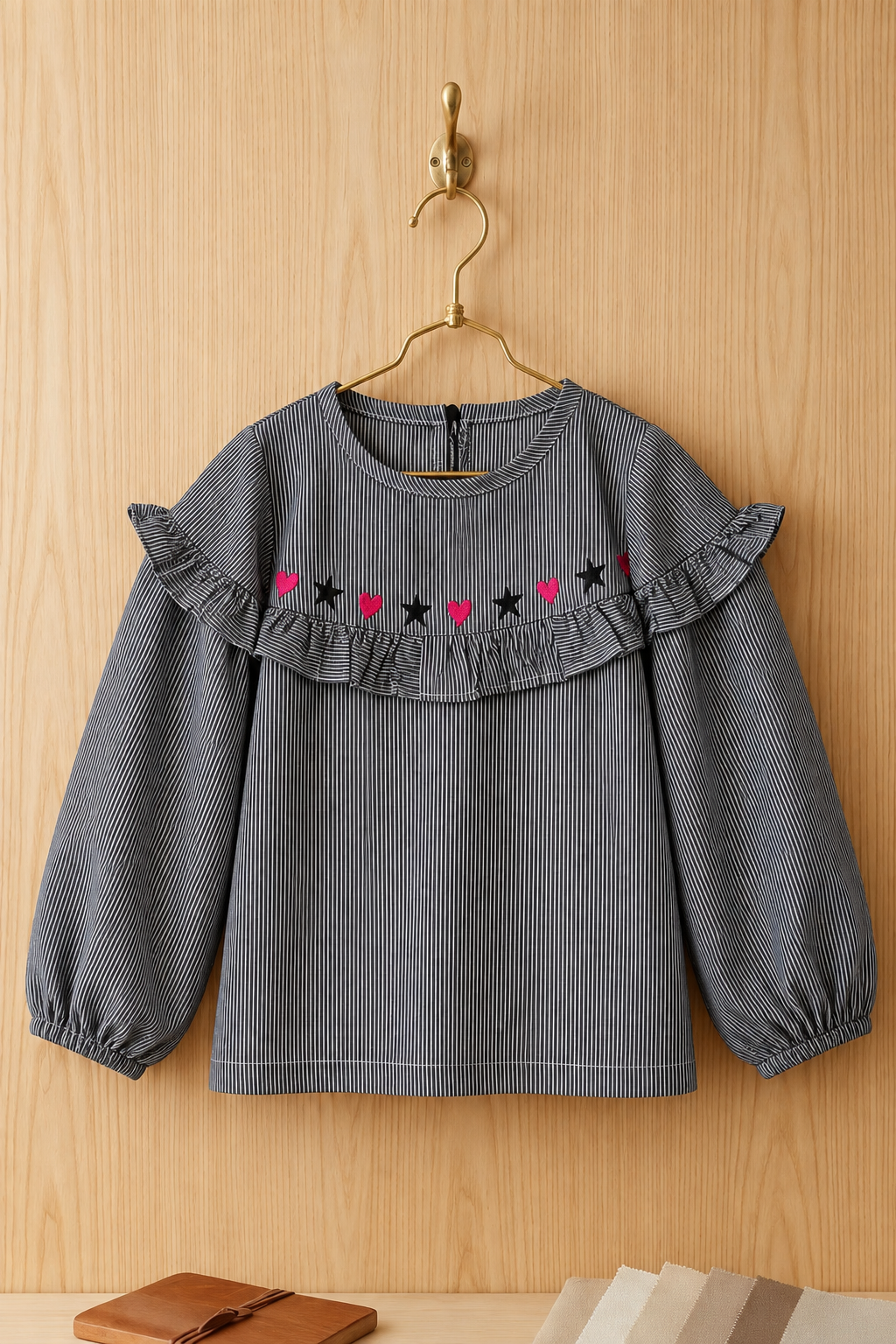 NEW GREY WITH STRIPES HEART & STARS PRINTED TOP FOR GIRLS