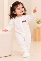 WHITE Little Cuddles Panda Footed Unisex Romper.