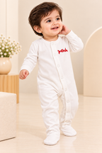 WHITE Little Cuddles Panda Footed Unisex Romper.