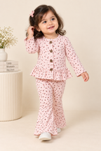 Pink Strawberry Print Frock With Trouser Suit For Girls
