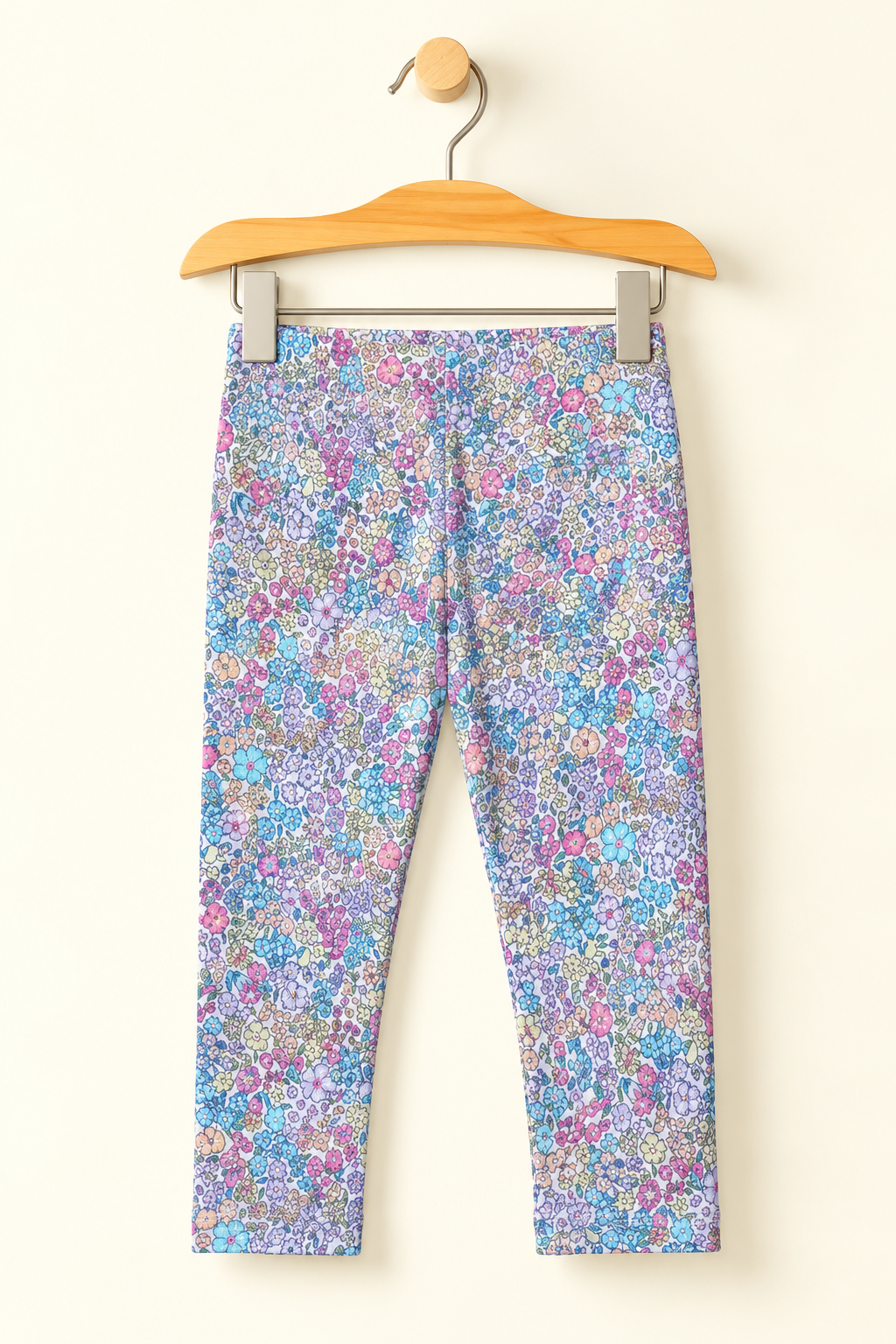 OFF WHITE YELLOW & PINK FLOWERS PRINTED RIBBED FABRIC BACK POCKET PAJAMA