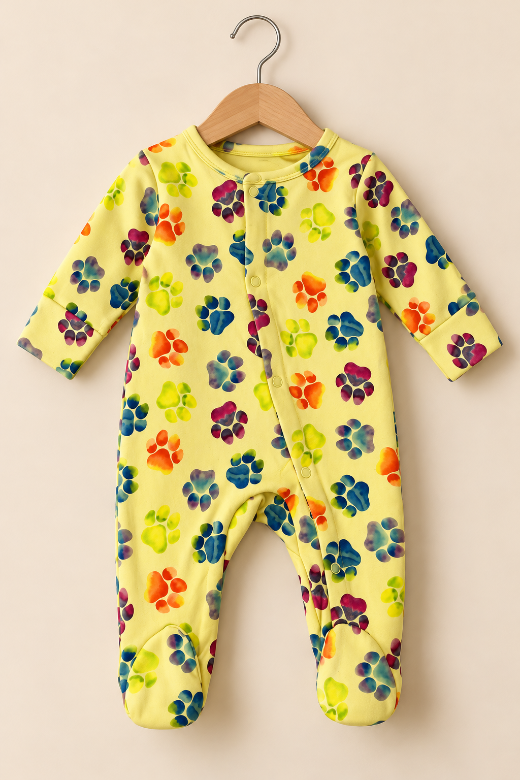 Yellow Little Paws Cozy Baby Romper